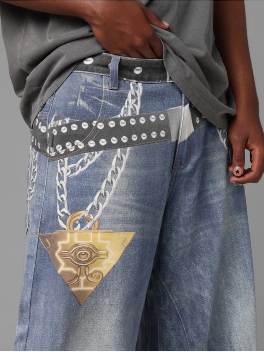 Loiter x Yu-Gi-Oh Denim Jeans Size 32 – Printed Anime Streetwear Pants – Rare